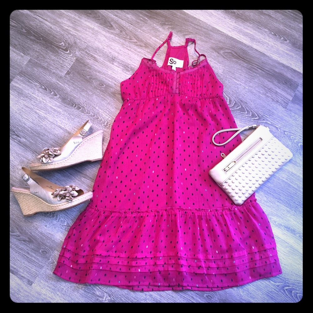 NWT Pink Polka Dot Dress- Juniors L